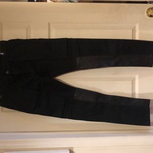 Hudson black jeans with leather contrast sz 33x30